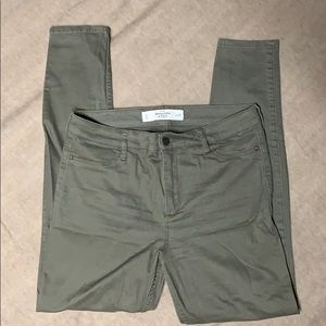 Olive green skinny leg pants